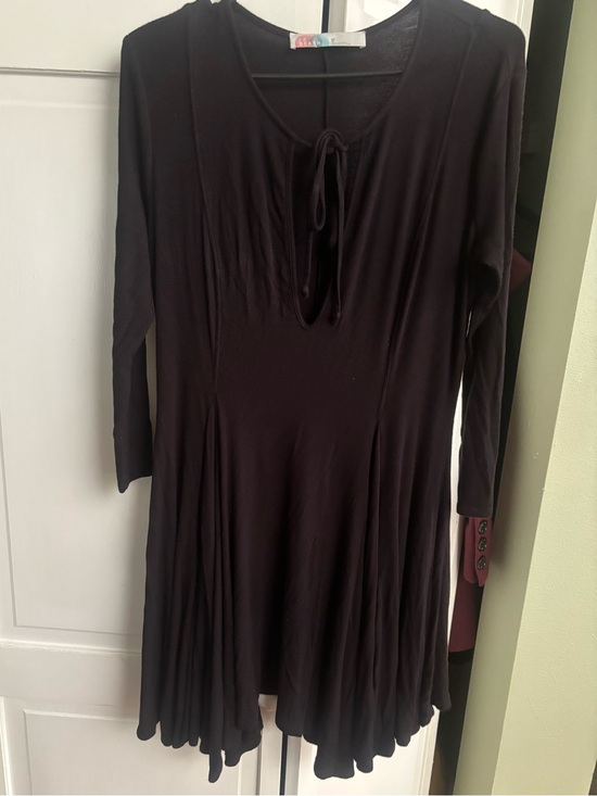 FP Beach Tops - FP Beach Medium Women's Black Tie-Neck Long Sleeve Dress Top